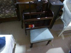 Mahogany carved back bedroom chair and magazine rack