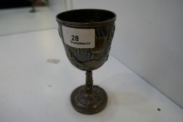 A Wang Hing, nice quality silver Chinese goblet with repousee design of figures, scenes and flower s