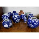 A quantity of Chinese blue and white ginger jars and sundry