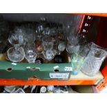 Large selection of vintage glass and china, comprising plates, platters, drinking vessels, etc