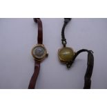 Two vintage 9ct yellow gold watches, each marked 375, on brown leather straps, approx gold weight 6g