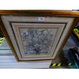 Framed and glazed print entitled September, selection of prints circa 1730s (reprint)