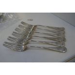 A set of six silver heavy forks. Hallmarked Sheffield 1918 James Dixon and Sons Ltd. 14.16 ozt appro
