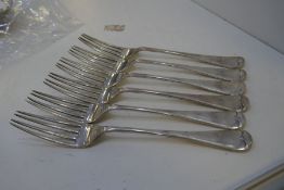 A set of six silver heavy forks. Hallmarked Sheffield 1918 James Dixon and Sons Ltd. 14.16 ozt appro