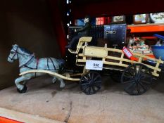 Heavy, cast iron model of a Brewer's dray (horse and cart)