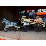 Heavy, cast iron model of a Brewer's dray (horse and cart)