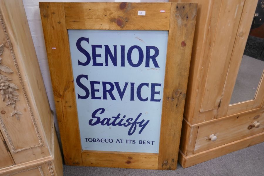 An old tin sign for Senior Service Tobacco in later pine frame, 85cm - Image 2 of 2