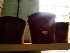 Set of three Coca Cola buckets