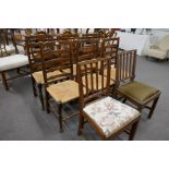 A set of 6 oak ladderback chairs having rush seats and 2 other chairs