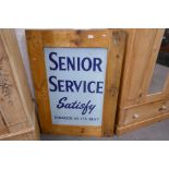 An old tin sign for Senior Service Tobacco in later pine frame, 85cm