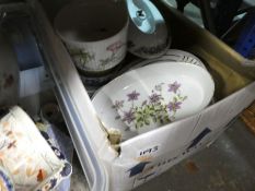 Six boxes of china ware to include Spode, large tureen, plates, bowls, Staffordshire ware, cups, etc