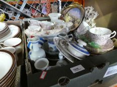 Single box to include china, Royal Doulton, Royal Albert, Royal Crown pottery, collector's plates, e