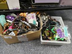 Three boxes of modern costume jewellery including watches, etc