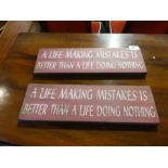 Two message plaques