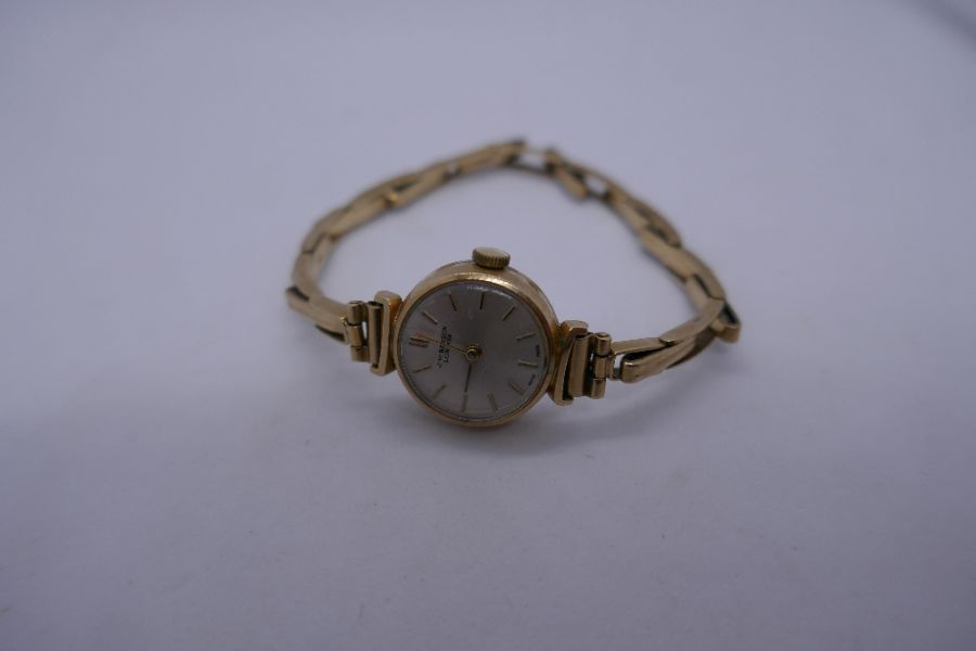 Vintage J W Benson 9ct yellow gold wristwatch on 9ct expanding strap, winds, minor surface scratchin - Image 3 of 4