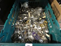Large selection of mostly silver plated cutlery and a canteen of cutlery