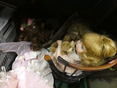 Quantity of sundry items including china horse, clock, metalware, pictures, collector's dolls, etc