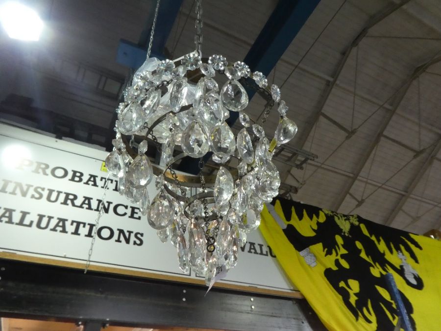 A hanging glass chandelier