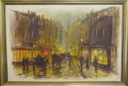 John Bampfield, a large oil of continental street scene, probably Paris and one other street scene (