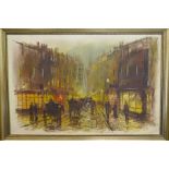 John Bampfield, a large oil of continental street scene, probably Paris and one other street scene (