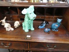 A large Sylvac seated dog, model 1380 and other animal ornaments