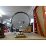 Large Durlston Designs Ltd brass circular mirror on a square base