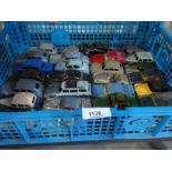 Crate of mixed Corgi and Dinky die cast vehicles (play-worn).