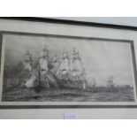 W. L. Wyllie; Battle of Trafalgar, a set of three pencil signed etching and a nautical map of ships