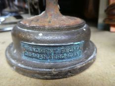 A fragment from a German aeroplane made in the form of a lamp