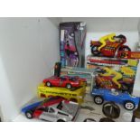 Various vintage radio-controlled cars, with boxes, some made by Corgi, etc
