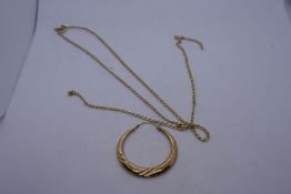 9ct yellow gold chain AF and single 9ct yellow gold hoop earring, 2.7g