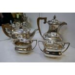 An impressive silver four piece tea service C W Fletcher and Son Ltd, comprising a teapot, hot water