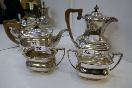 An impressive silver four piece tea service C W Fletcher and Son Ltd, comprising a teapot, hot water