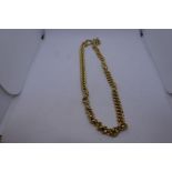 9ct yellow gold curb link necklace, approx 50cm length, approx 1cm wide, with large Spring ring clas