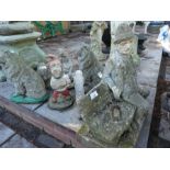 Collection of stone effect garden ornaments