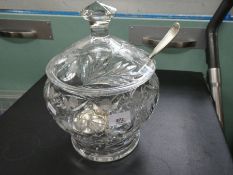 Moulded glass punch bowl and ladle