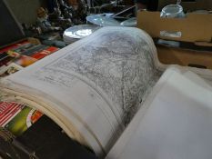A tray of old Ordnance Survey maps and similar