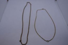 9ct yellow gold belcher chain, marked 9c, 51cm together with a fine 9ct yellow gold curb link neckla