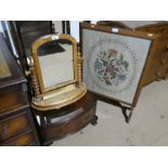 A mahogany cheval mirror and 3 other items