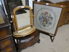 A mahogany cheval mirror and 3 other items