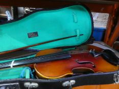 Two Cased Violins, One vintage as found.