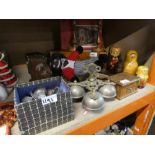 A selection of collectables including treen, metal wave etc.