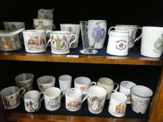 A quantity of coronation mugs Victorian and later, and other coronation items.