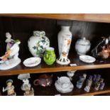 A Coalport 'The Snowman' figural group a Royal Worcester figure and a shelf of sundry.