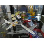 Selection of Dinky planes, cars etc, Mamod crane