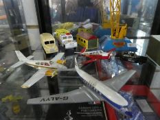 Selection of Dinky planes, cars etc, Mamod crane