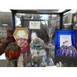 Two boxed Perthshire paperweights, a Whitefriars 1953 Coronation glass and sundry