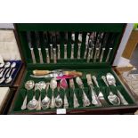 A modern canteen of Kings pattern cutlery by Eben Parker, a similar set of twelve teaspoons and sund