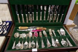 A modern canteen of Kings pattern cutlery by Eben Parker, a similar set of twelve teaspoons and sund