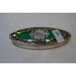 A really pretty, impressive, silver and Edwardian trinket box with lovely, decorative green and red